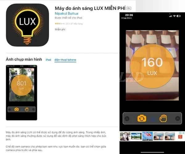 App đo ánh sáng Lux Light Meter Free