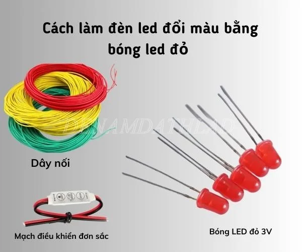 Cách làm đèn led đổi màu bằng bóng led đỏ 