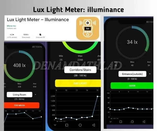 Phần mềm đo ánh sáng Lux Light Meter: illuminance