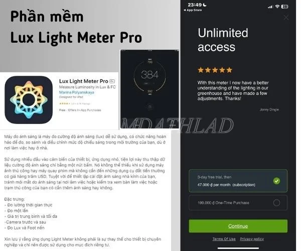 Phần mềm đo cường độ ánh sáng Lux Light Meter Pro