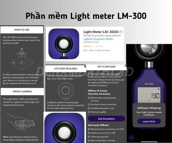 Ứng dụng đo cường độ ánh sáng Light meter LM-3000