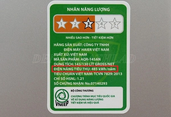 Cách tính điện năng tiêu thụ bằng nhãn năng lượng. 