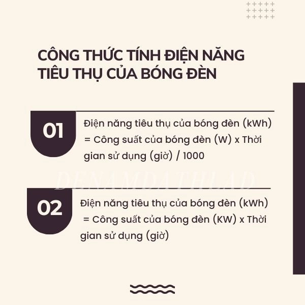 Công thức tính điện năng tiêu thụ của bóng đèn